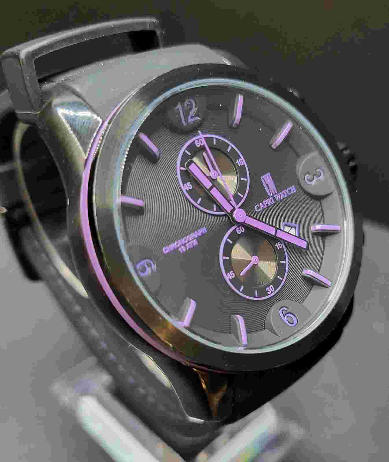 Capri Men Chronograph 10 ATM WR CarbonColor Collection by Silvio Stalano Quartz