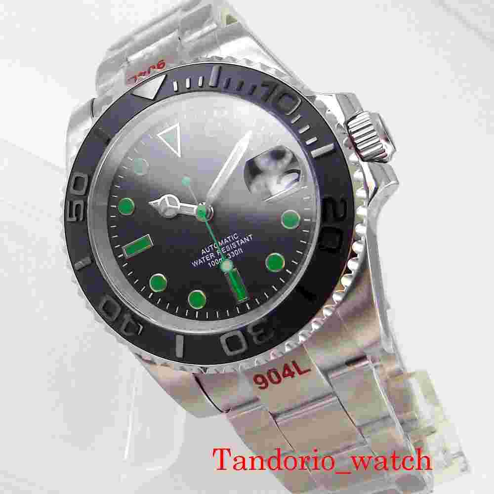 40mm NH35A MIYOTA 8215 Automatic Men Watch Sapphire Glass black dial Green Marks