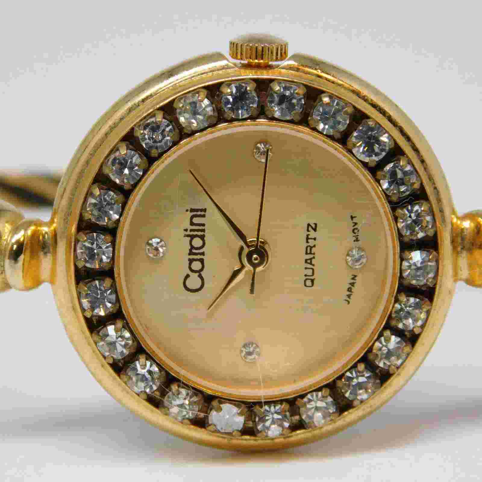 Cardini Crystals Bezel Quartz Analog Women's Watch Sz. 5 3/4 New Battery