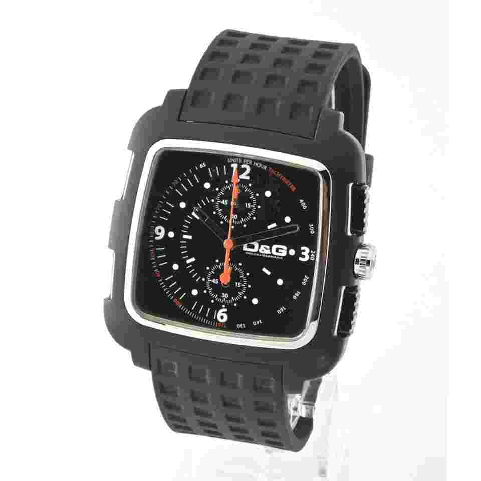 D&G Square Chronograph DW0362 Black Quartz Stainless Steel 44.2mm Watch