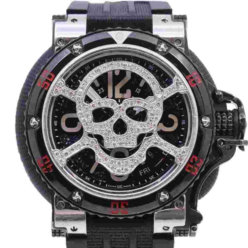 Aquanautic King Sub Commander Automatic Skull-Shaped Diamond-Studded Grid Bezel