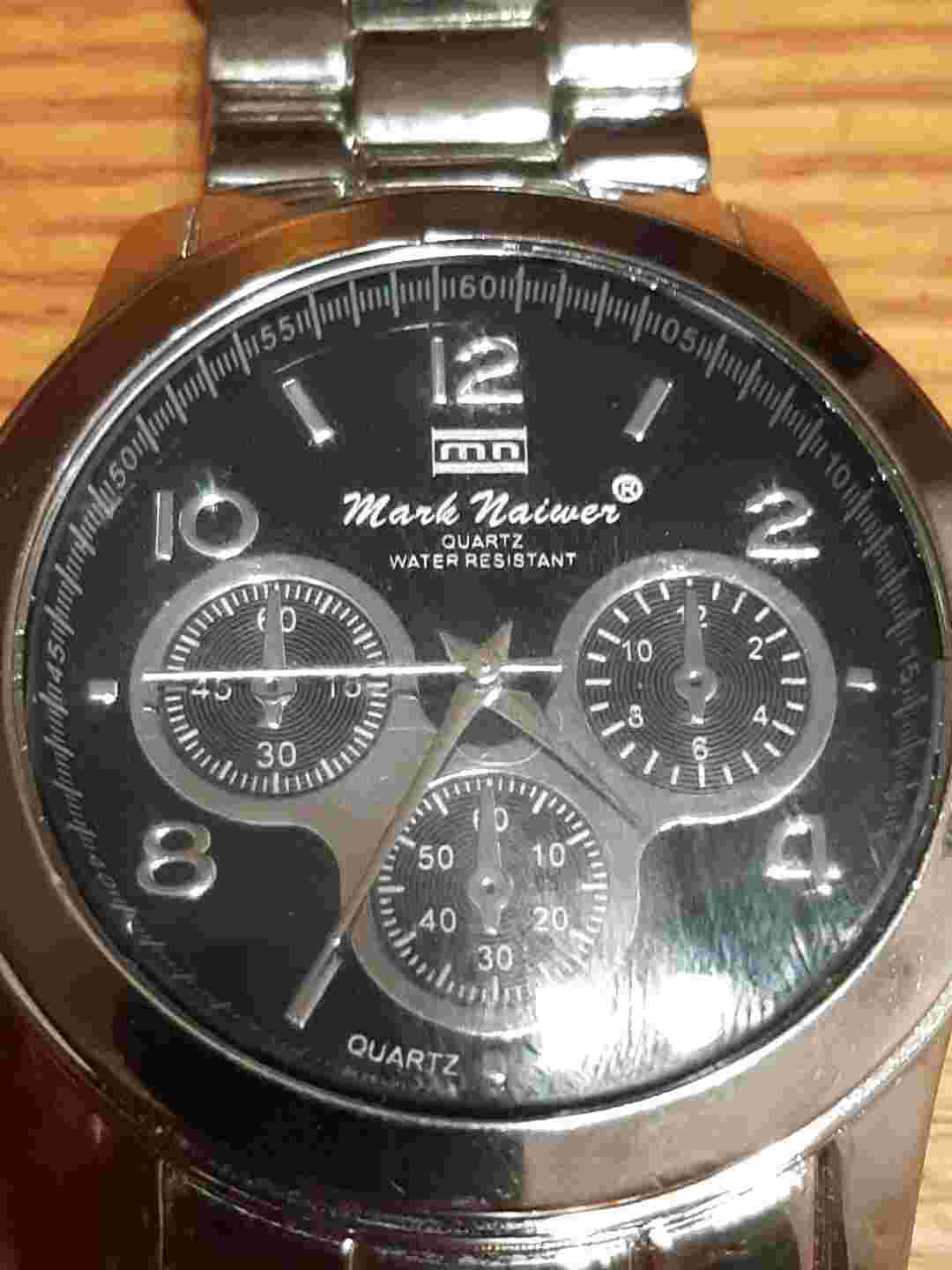 Vintage Mark Naimer Mens Watch Silver Tone Quartz Wristwatch