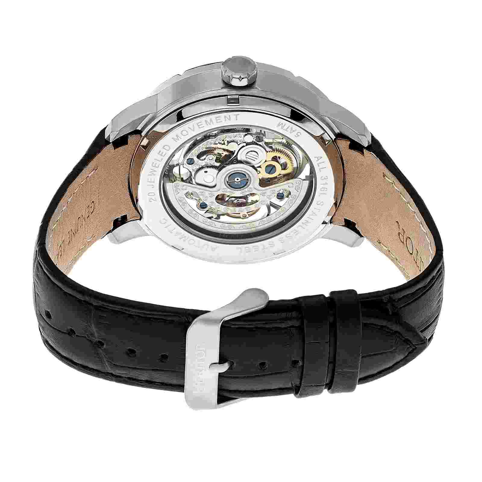 Heritor Automatic Ryder Skeleton Leather-Band Watch - BlackWhite