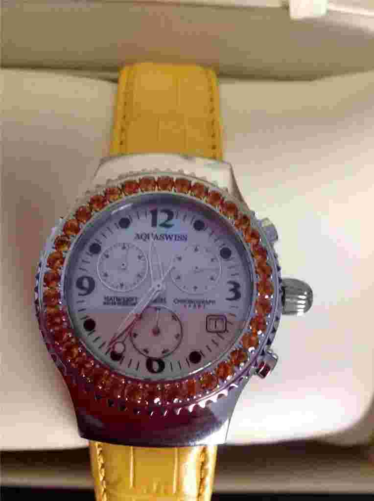 AQUASWISS CHRONOGRAPH SWISS MOVEMENT WATCH WITH GENUINE YELLOW  CITRINES