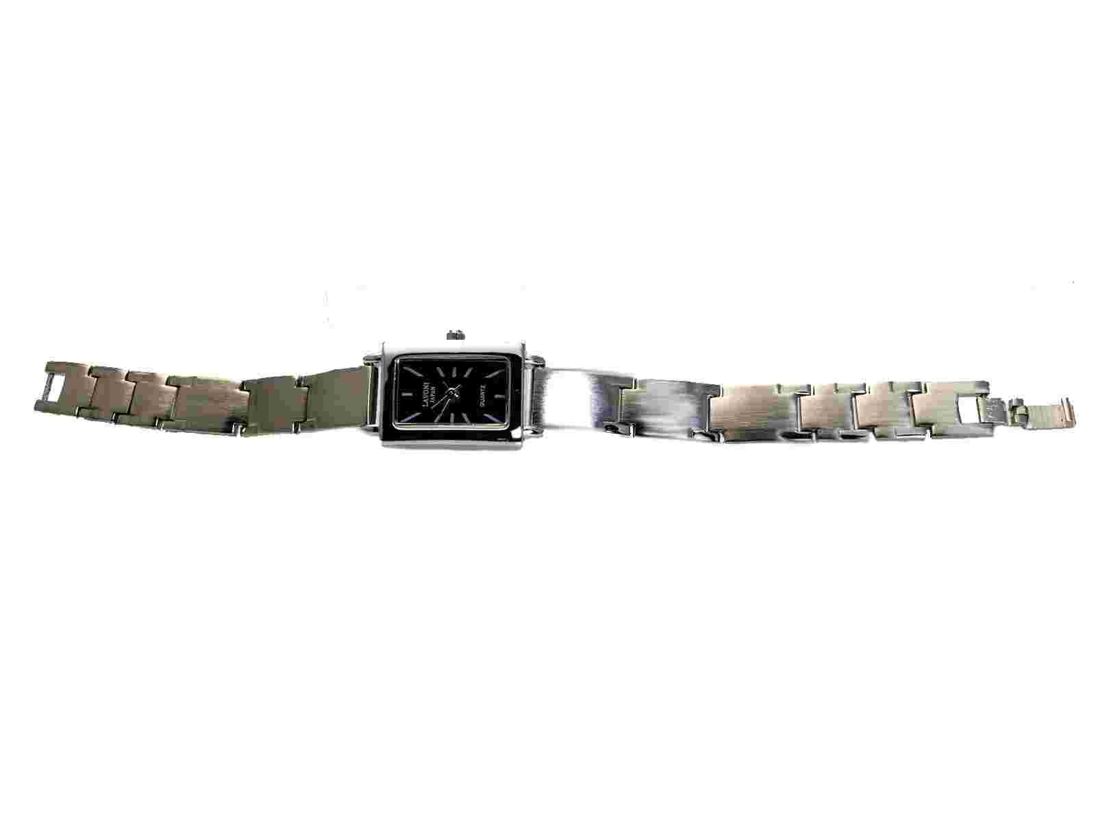 LAVONI:WOMENS' SILVER/GOLD METAL FINISH RECTANGLE CASE  ANALOG QUARTZ WATCH