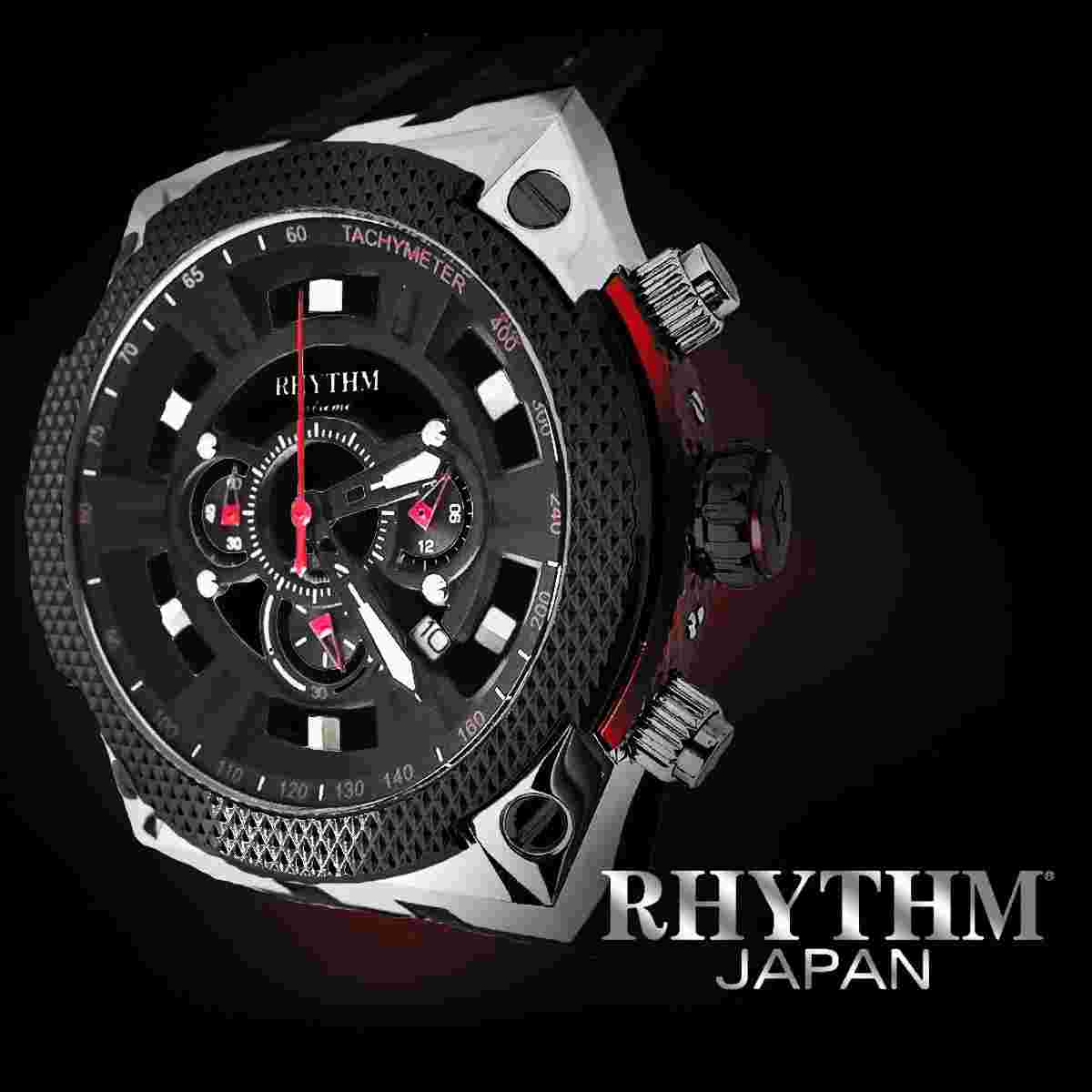 Rhythm I1501S01 Men's Chronograph Watch 45x51mm Stainless Steel Case 10 ATM