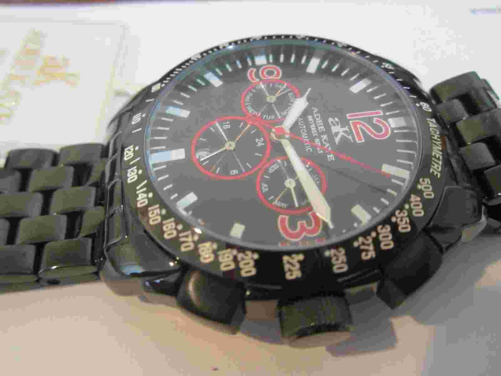 ADEE KAYE MEN'S WATCH AUTOMATIC ALL S/S BLACK SPORTS ORIGINAL AK4072-MBIPB NEW