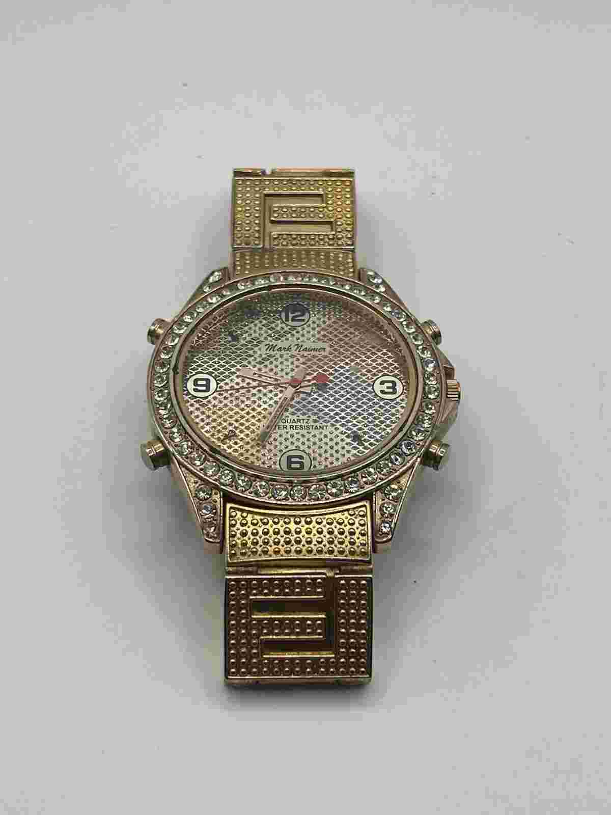 Men's MARK NAIMER Gold Tone Classic Dress/Casual Bracelet Watch, 44mm, Quartz