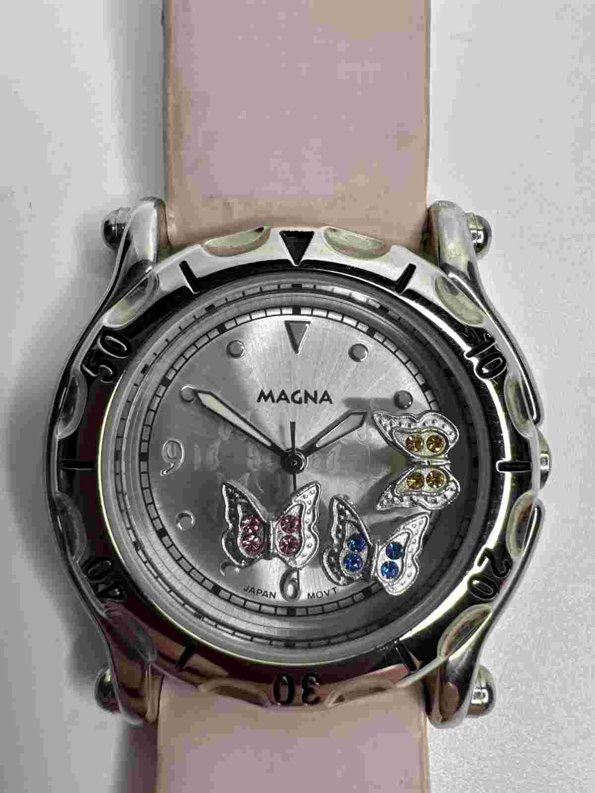 Magna 6774 Stainless Steel Electroplated Water Resistant Pink Butterfly Watch