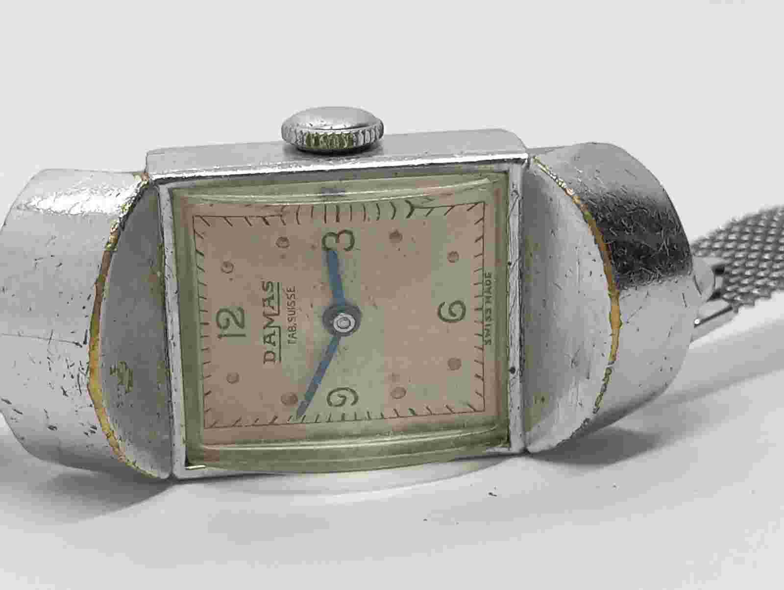 VINTAGE Unique DAMAS Tank Watch Fab Suisse Swiss Art Deco Great Movement READ!