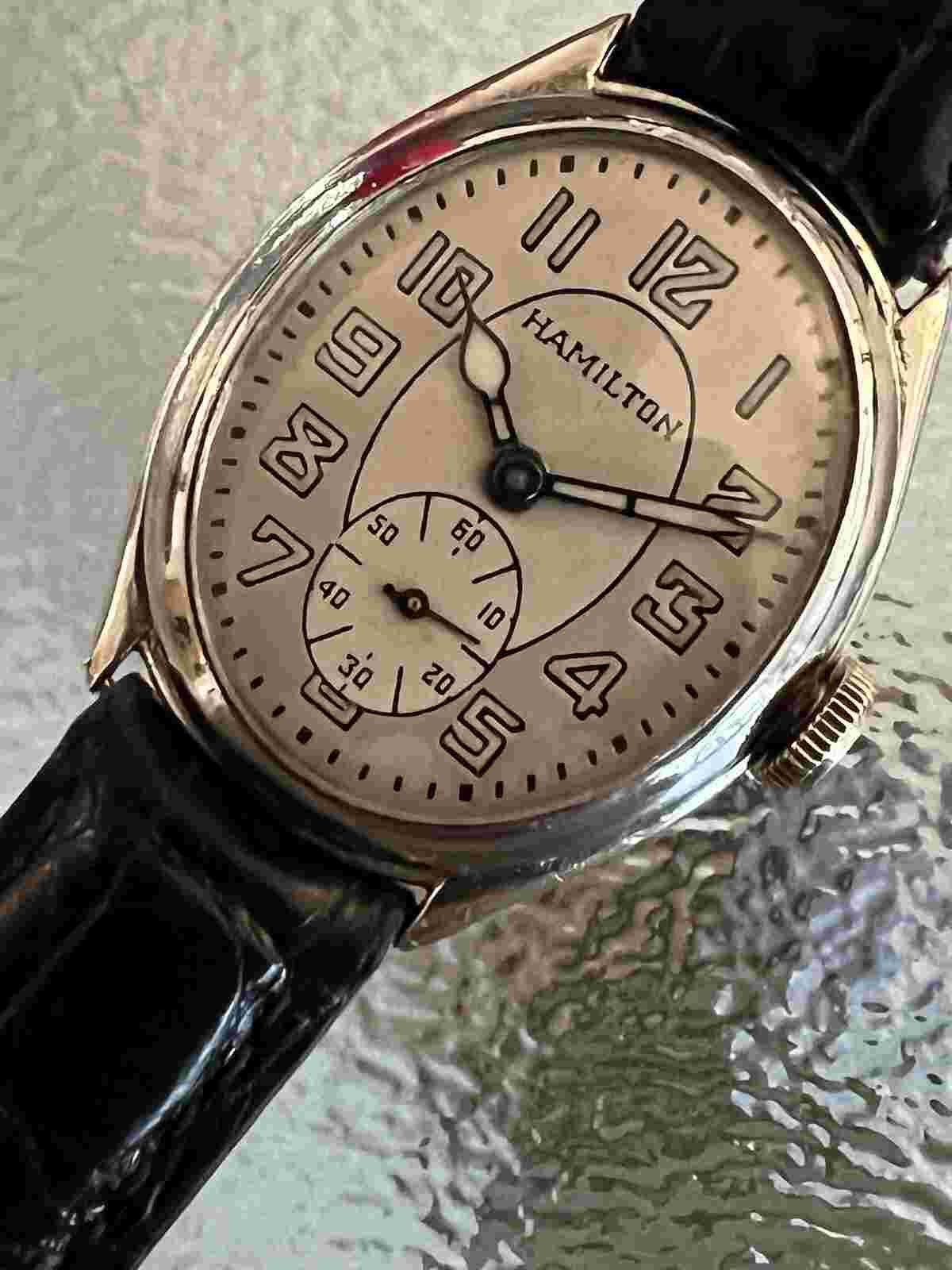 HAMILTON 14K White Gold Oval; The King Of Early Hamilton's