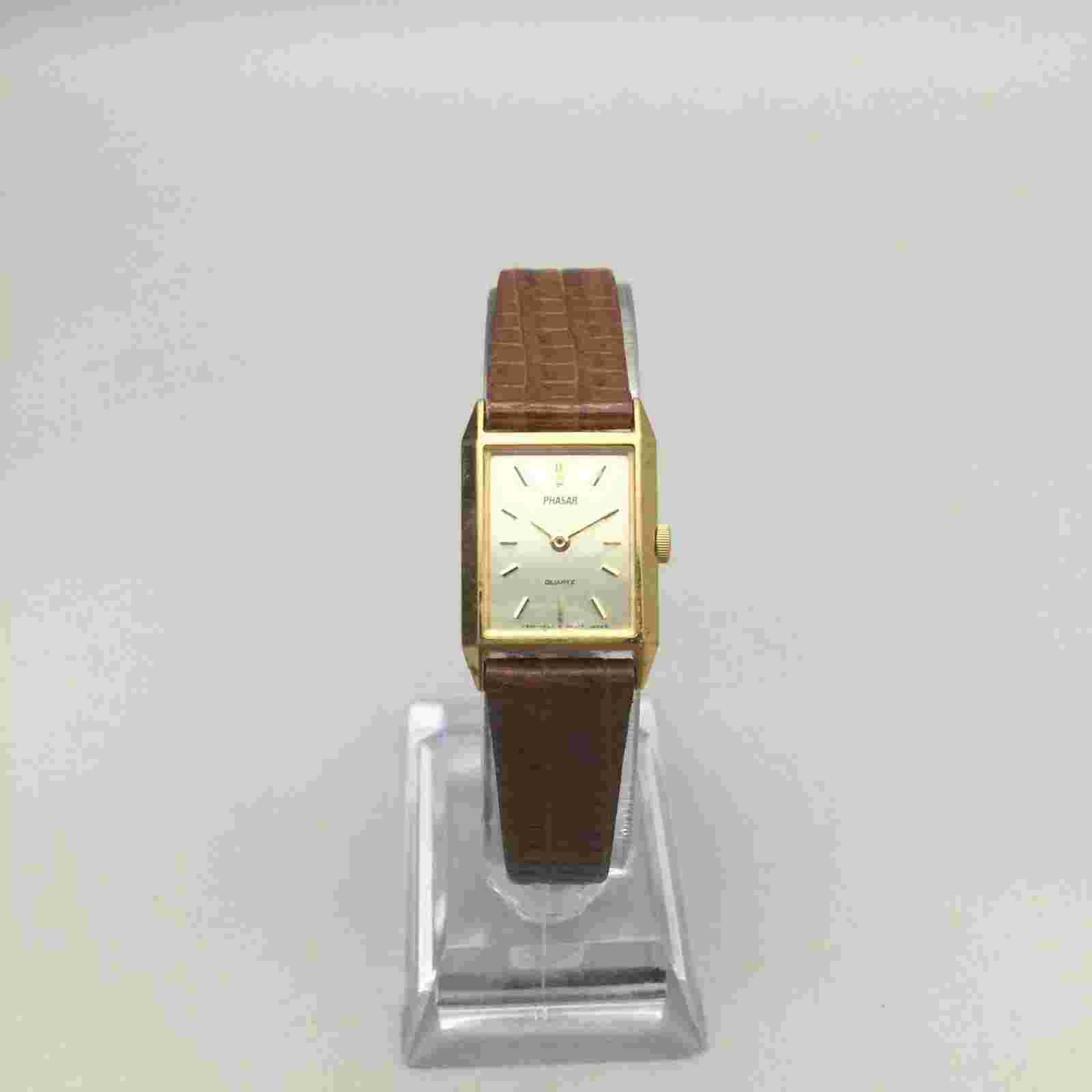 Vtg Sears Roebuck Phasar Watch Women 17mm Gold Tone Leather Band New Battery