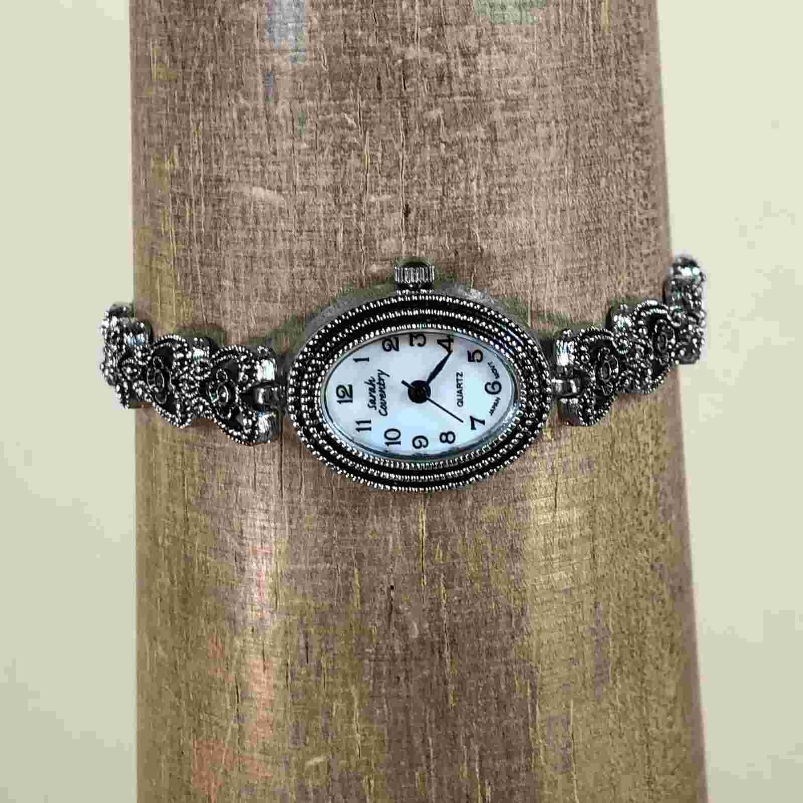 Sarah Coventry Women White Dial Flowers Heart Filigree 18mm Quartz Watch 6 3/4"