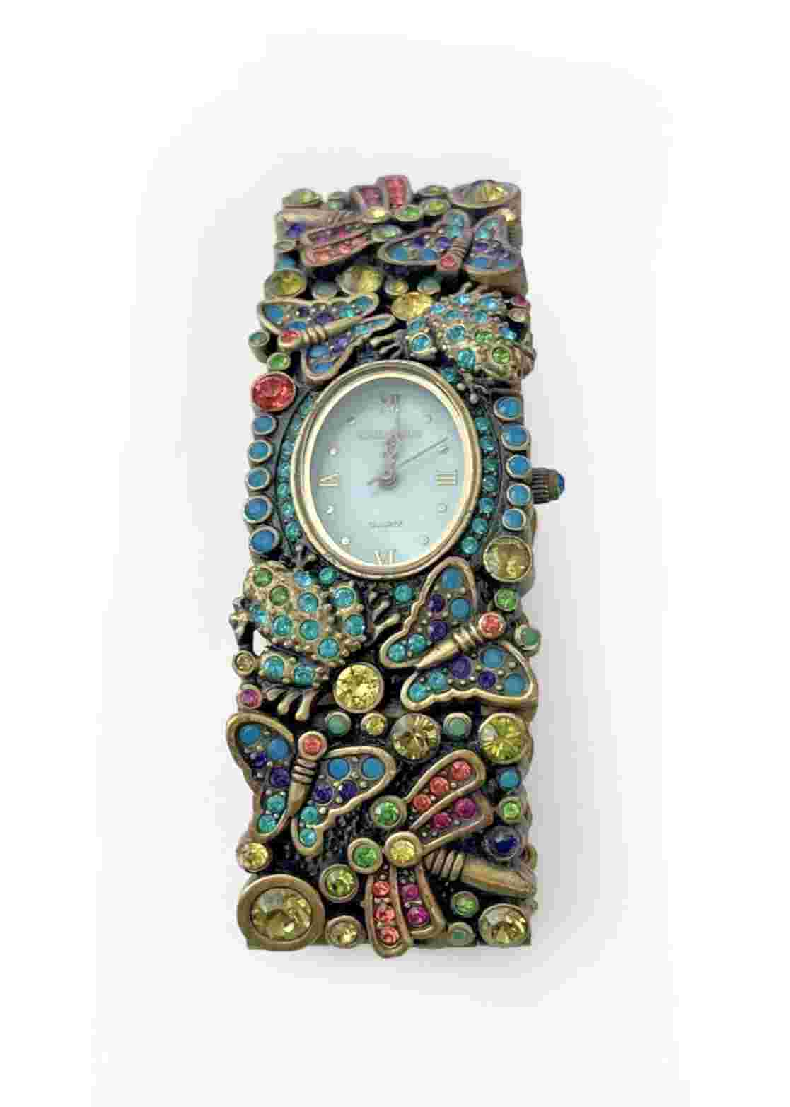 HEIDI DAUS "Spring Bling" Crystal Hinged Bangle Watch - Lg