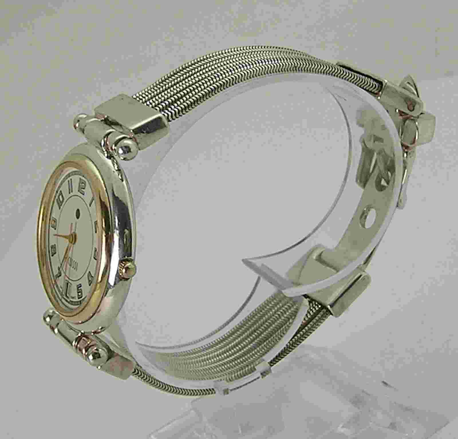 Elegant Eccillsi Sterling 8 Strand Snake Chain Buckle Clasp Ladies Swiss Watch