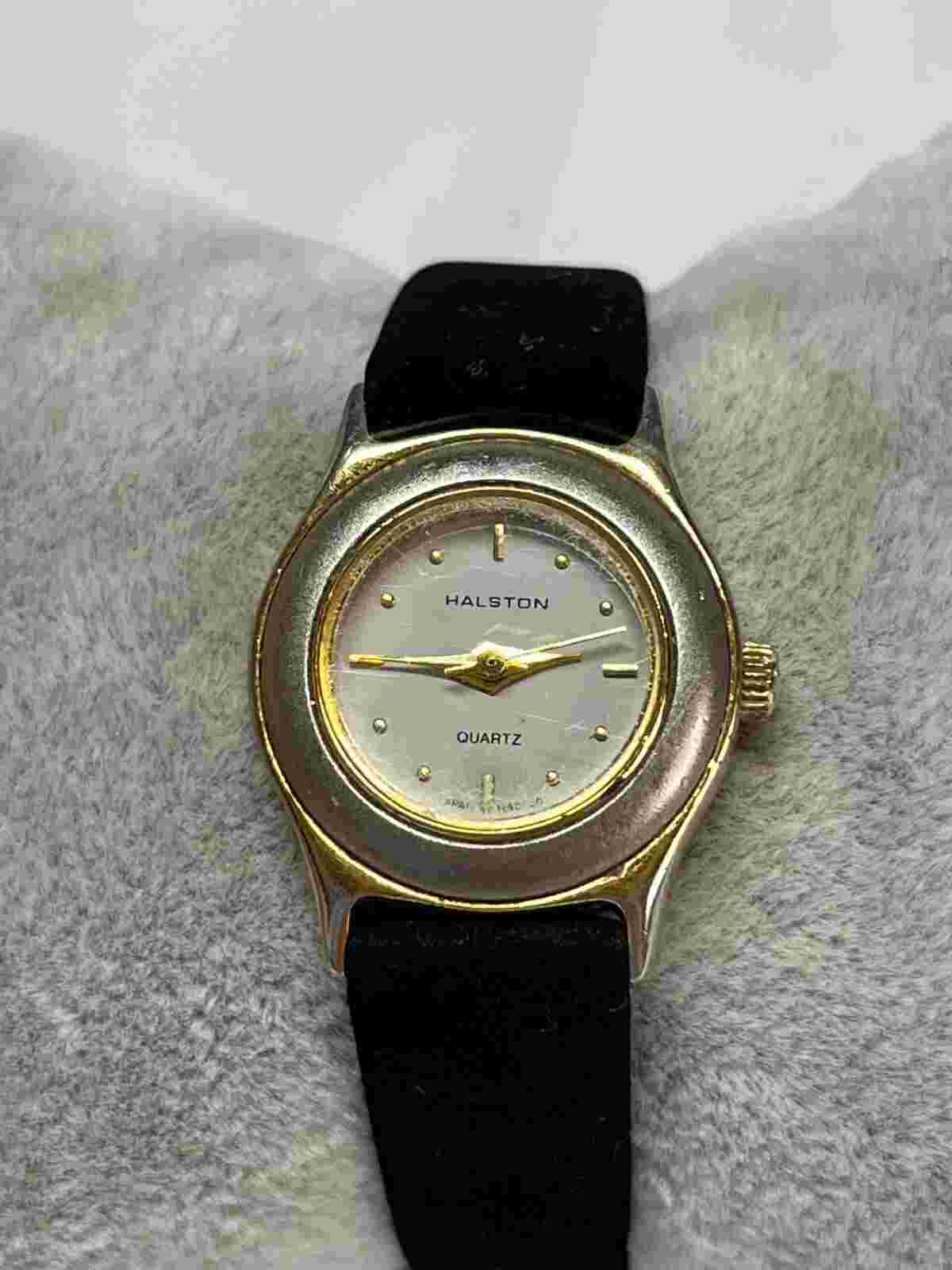 Vintage Ladies Halston Two Tone Quartz Watch New Battery