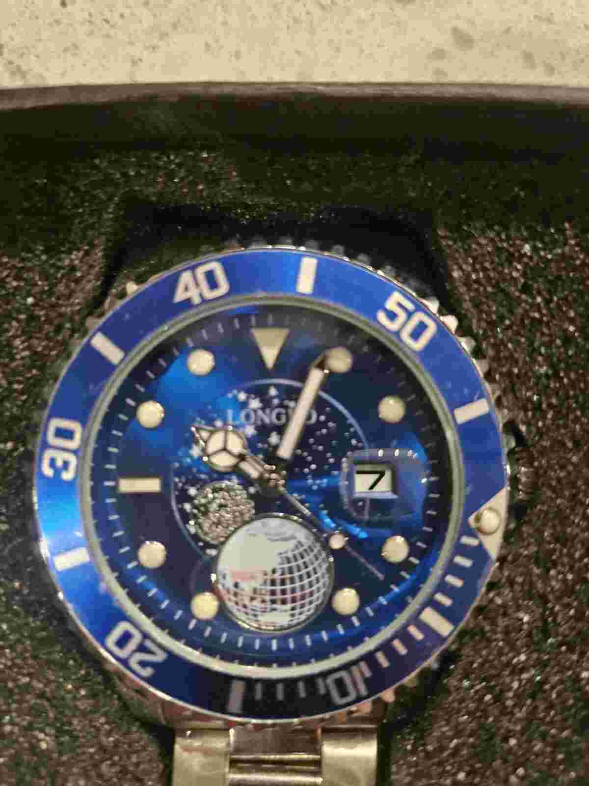 Olevs Men's Mechanical Watch WaterProof Luminous Quartz Stainless Steel Blue NEW