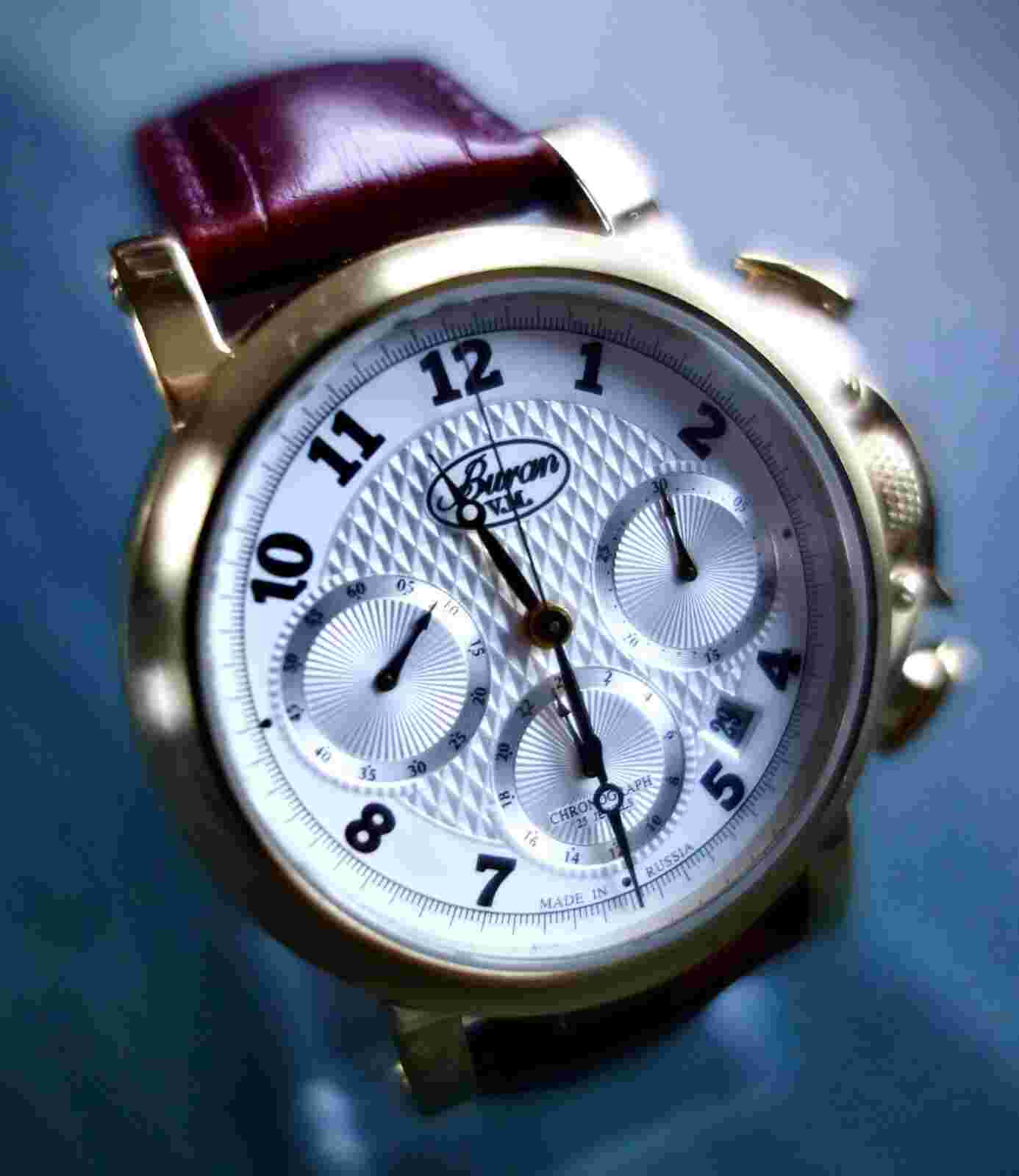 LE Vintage Buran VM Manual Winding Chronograph Watch Uhr Orologio