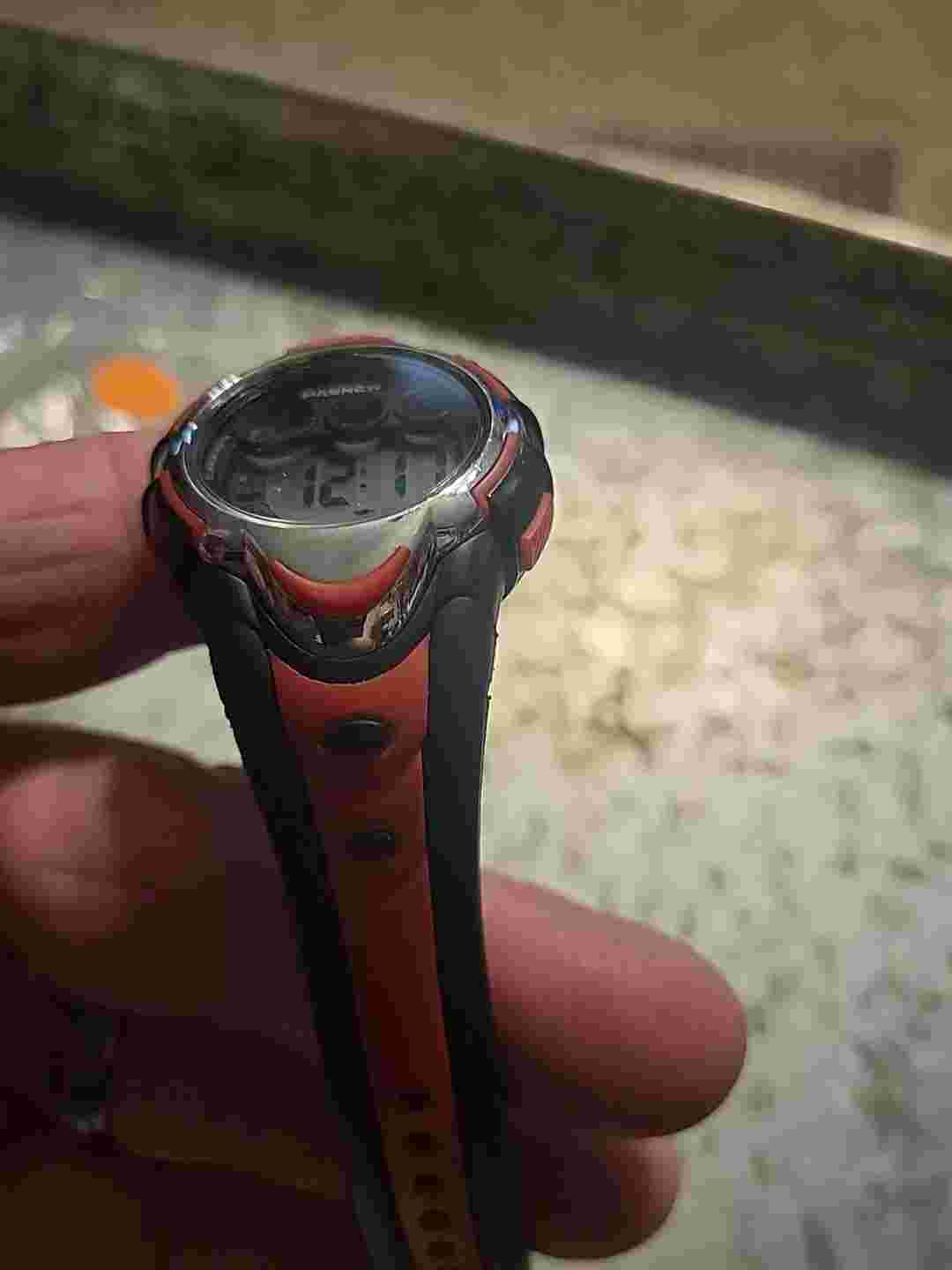 Pasnew Digital Day Date Timer Light Up Red Black Silicone Band Watch WR 3 ATM