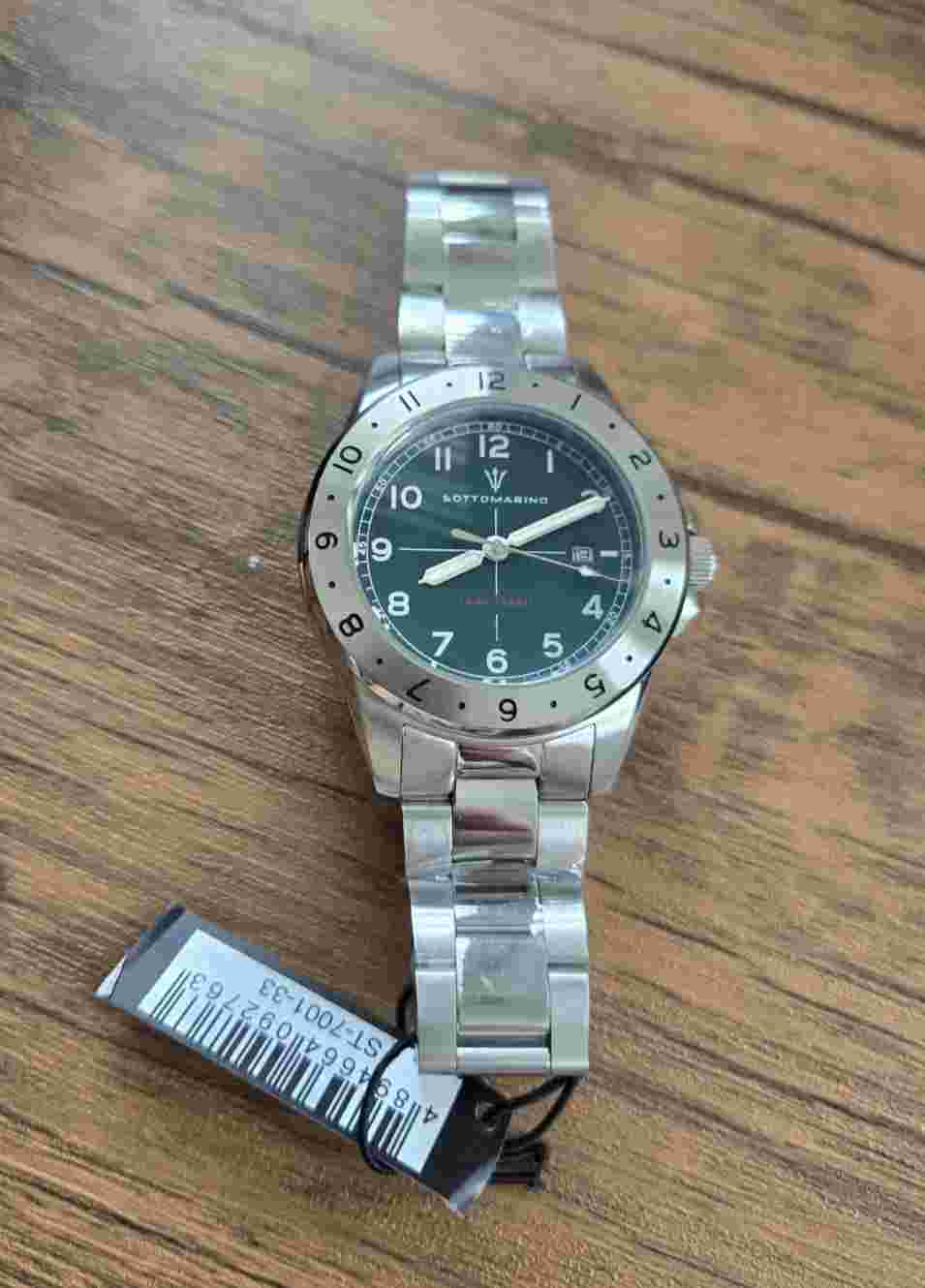 Sottomarino FUSO ORARIO St-7001-33 Green 42mm W Stainless Steel Bracelet