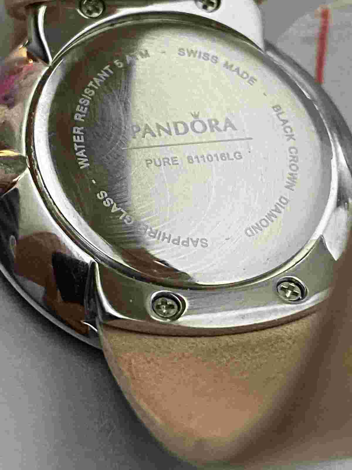 Preowned Pandora ‘Pure Line’ Wristwatch With Soft Beige Leather Wristband.