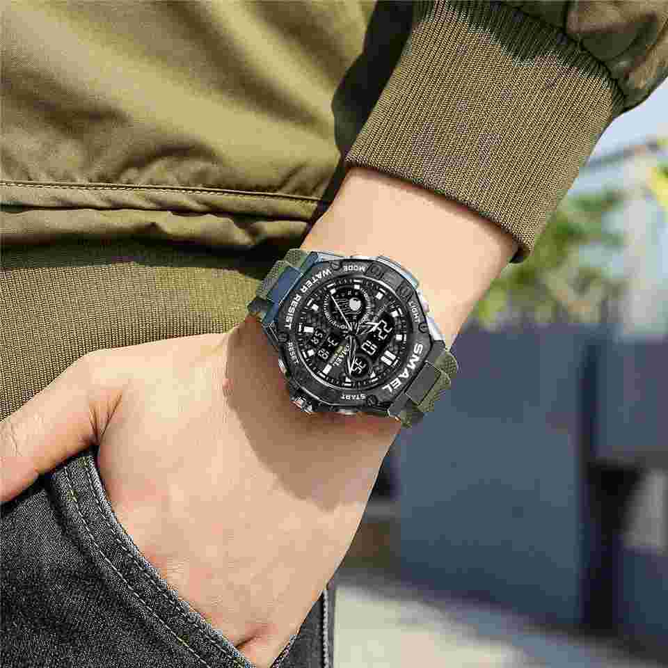 SMAEL Men Sport Watches Astronaut Digital Wristwatch Big Dial LED Watch for Boys
