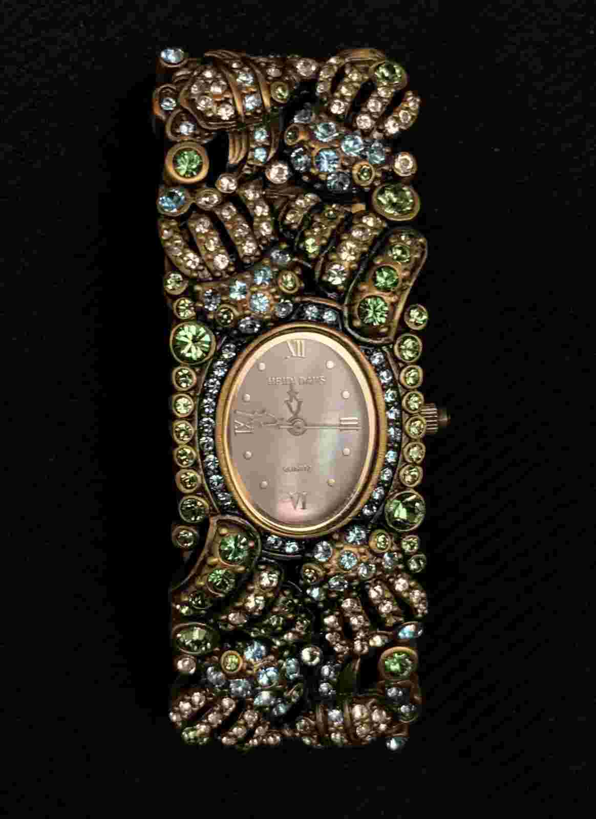 Vintage Heidi Daus B8946 Rhinestone Bracelet Watch Multi Colored Crystals