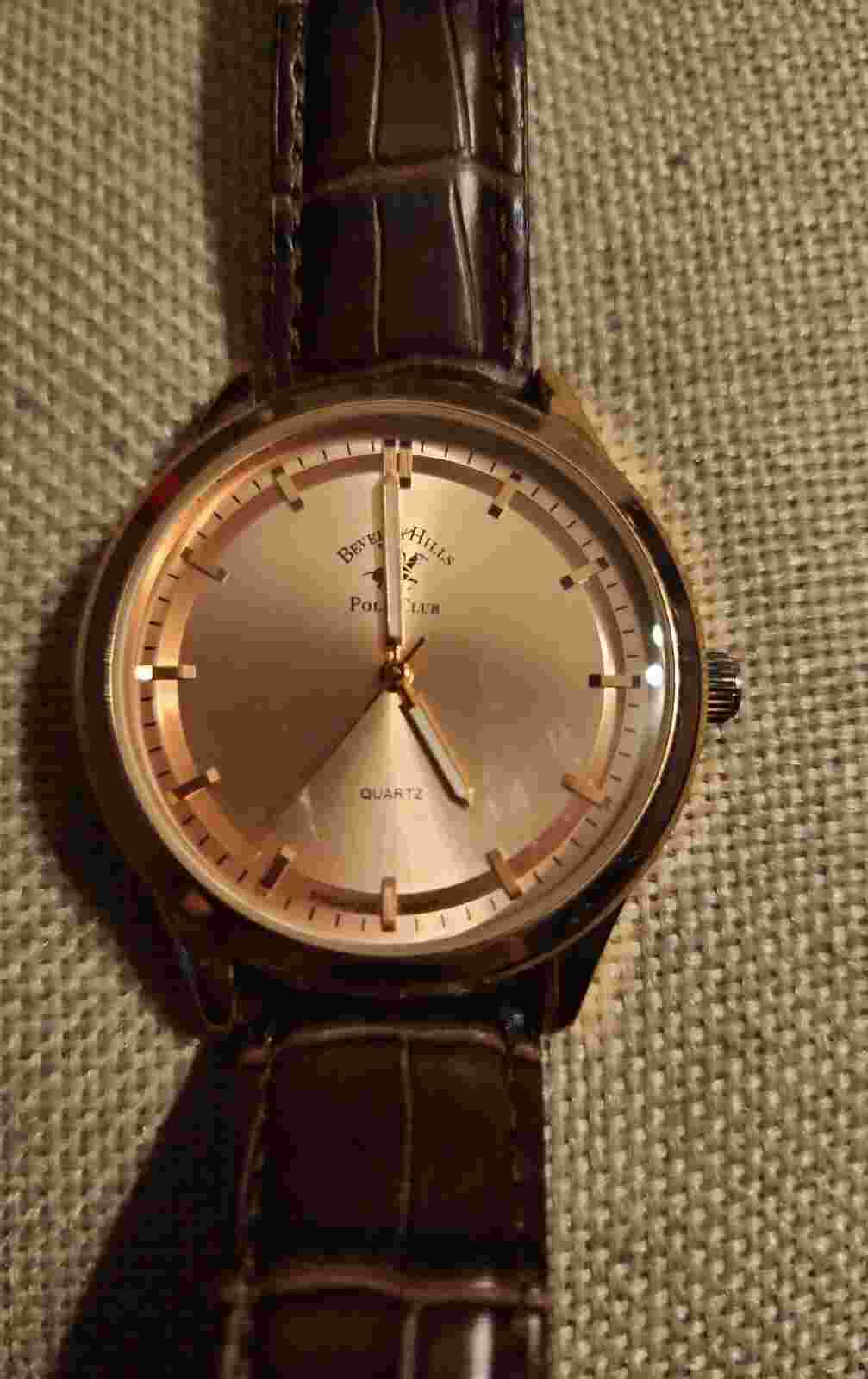 MENS BEVERLEY  HILLS Polo Club  Gold Watch  52961 PreOwned