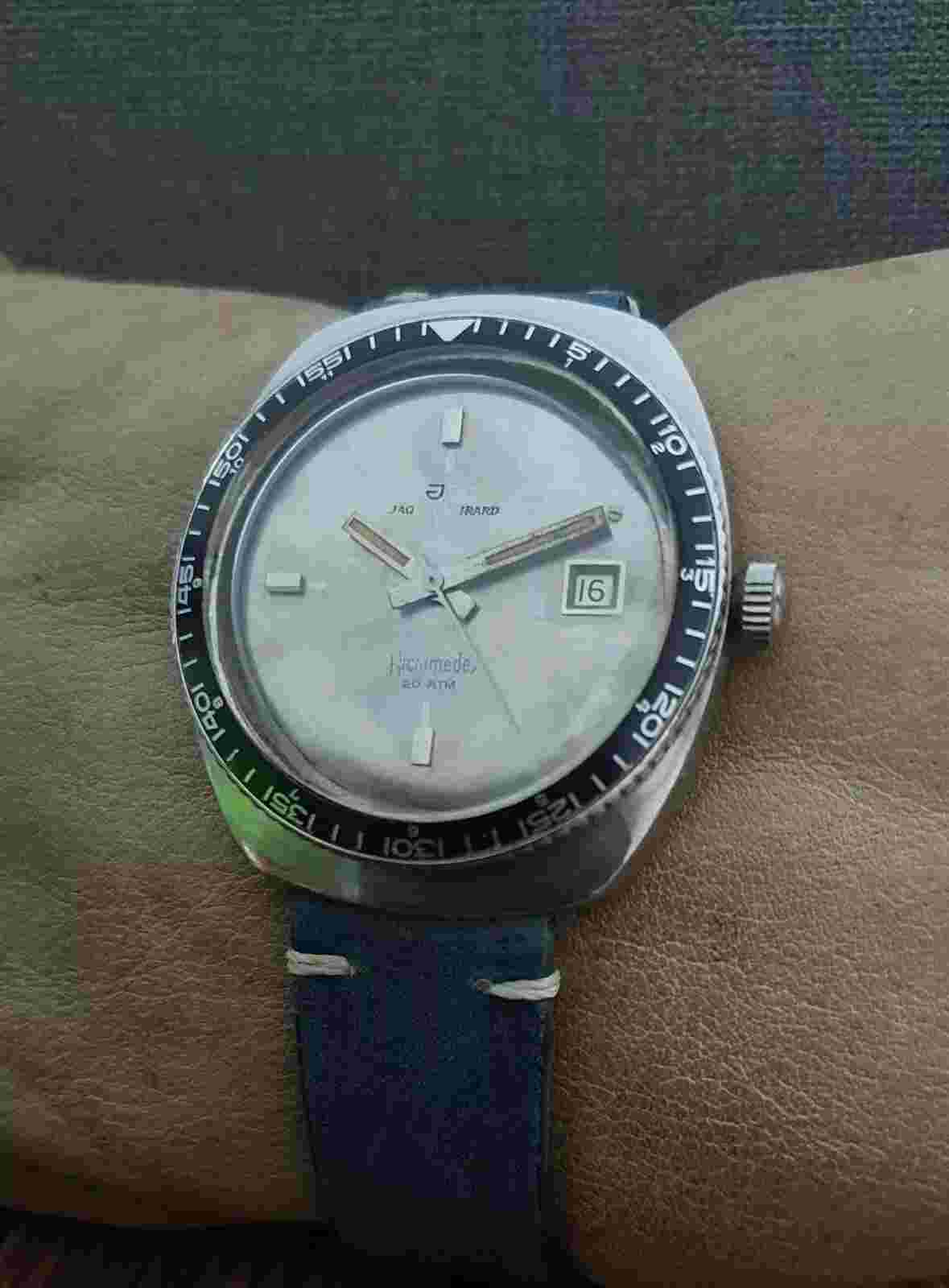 RARE! JAQUET GIRARD ARCHIMEDE DIVER 20atm. ETA2472 VINTAGE 60's RARE SWISS WATCH