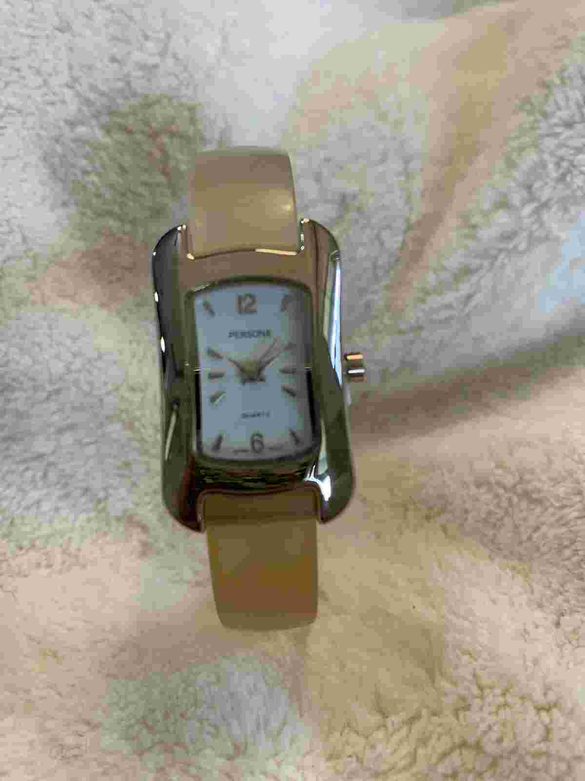 NEW Persona Beige Silver Bangle Watch