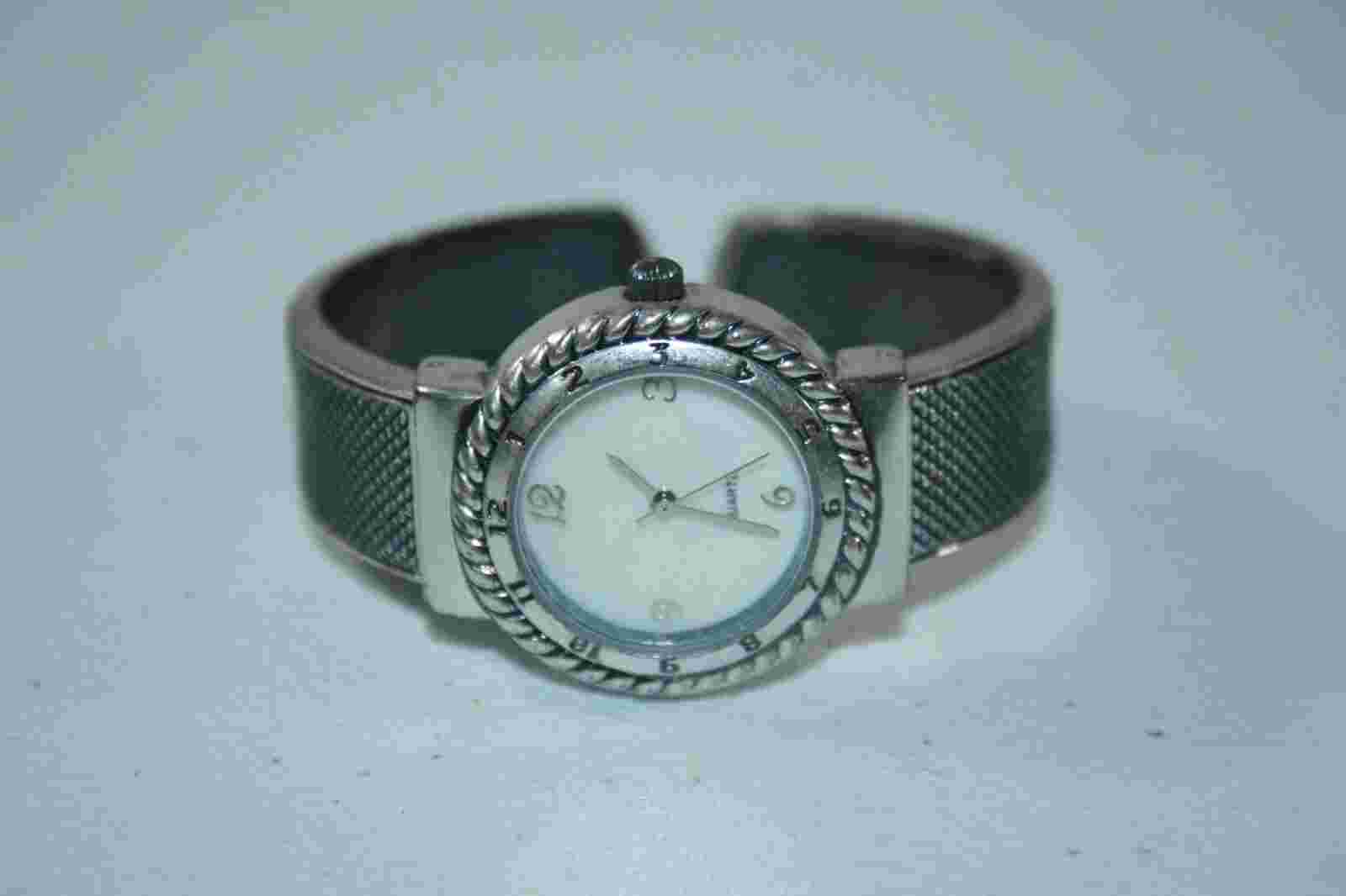 J Jill Women's Silver Analog Bangle Cuff Style Wrist Watch