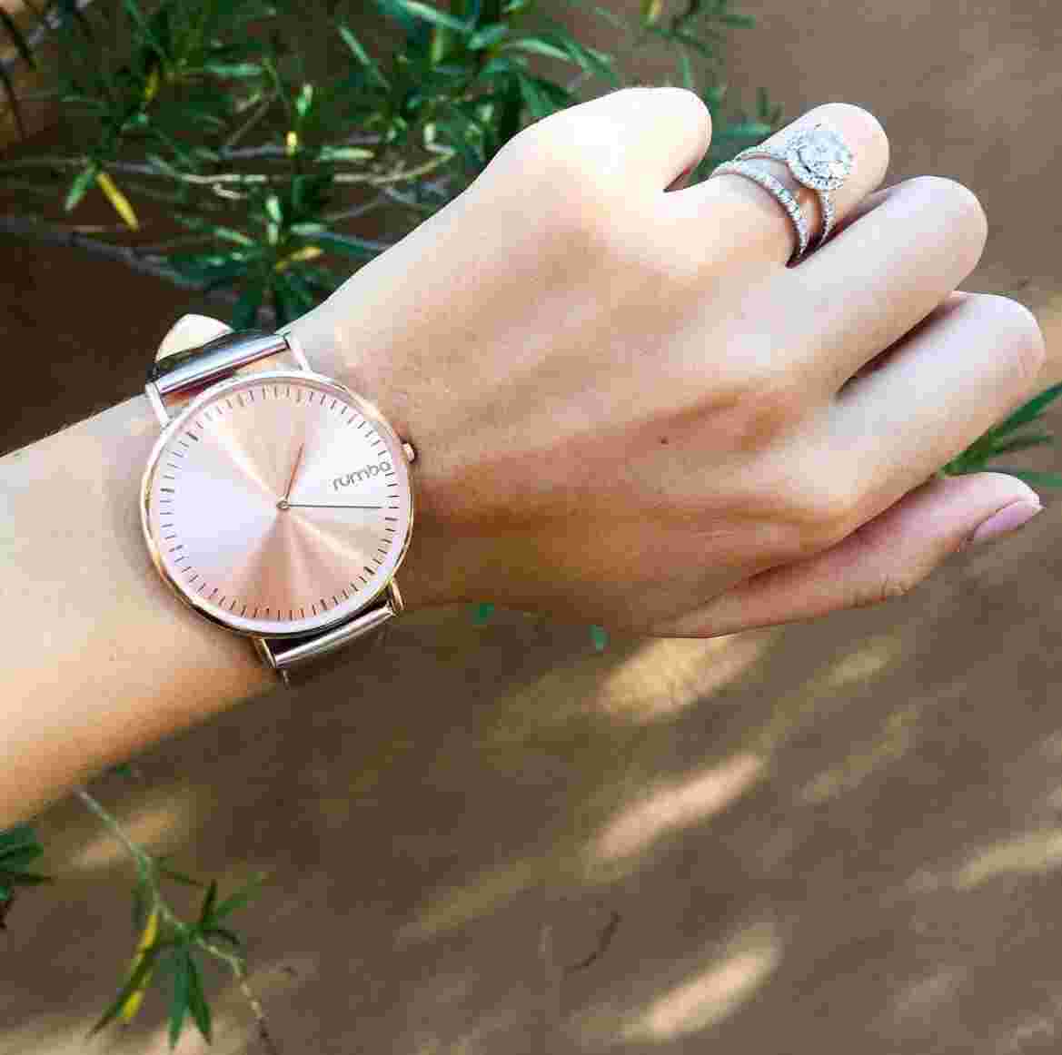 NIB RumbaTime Soho Rose Gold Metallic Watch