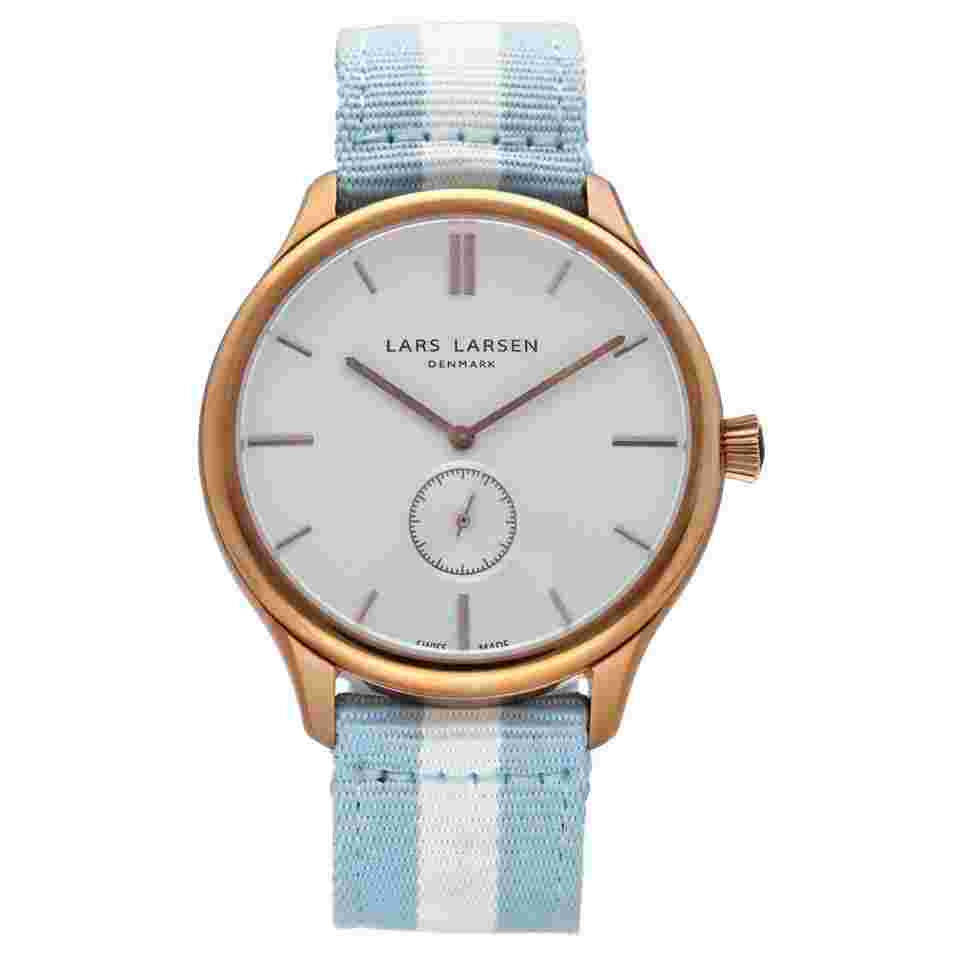 Lars Larsen Simon 122RBCN Rose Gold Plated 42mm Bright Cloud Nato Unisex Watch