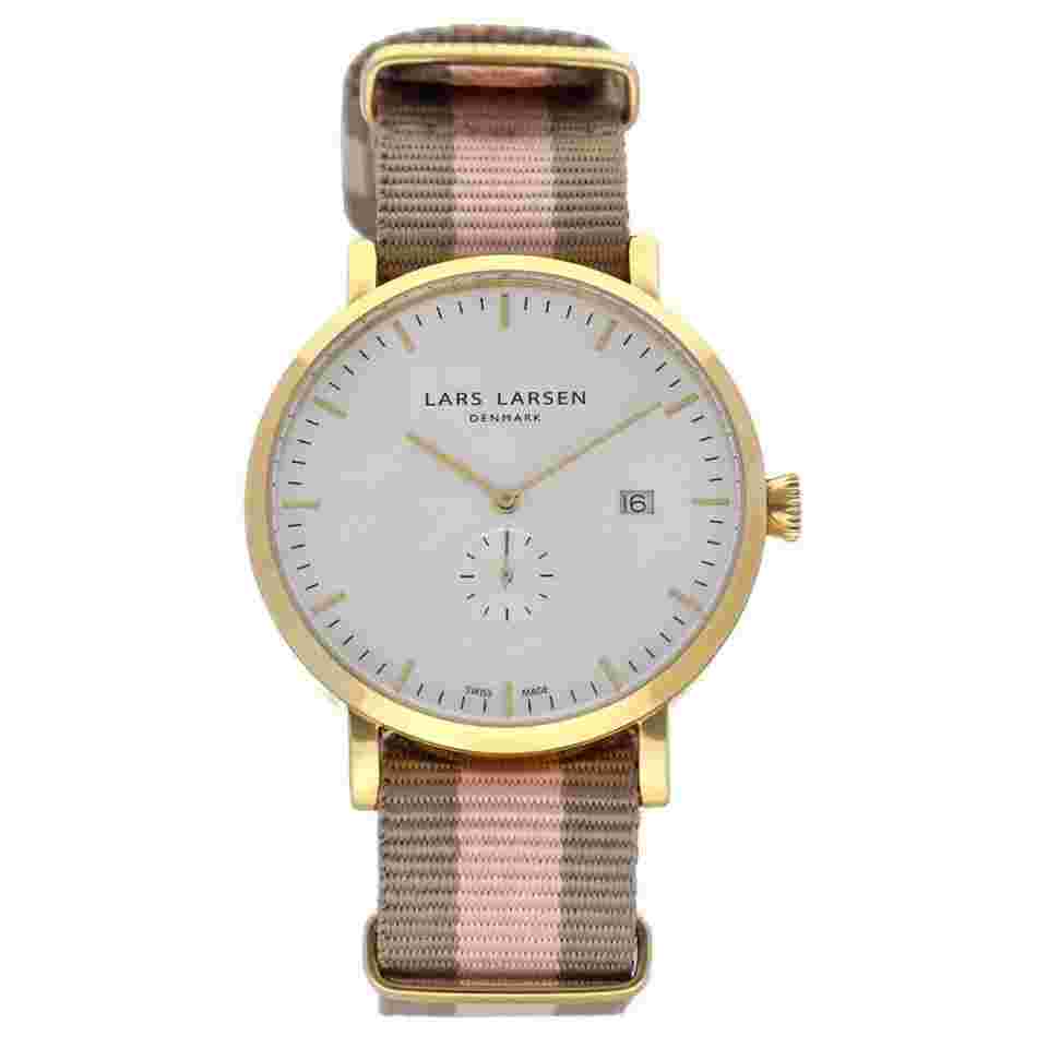 Lars Larsen Sebastian 131GWSN Gold Plated Steel 41mm Pastel Nylon Unisex Watch