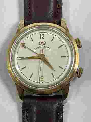 Ernest Borel Vulcain Cricket Alarm Solid 14K Gold Bezel Large Vintage Screw Down Case Back Swiss Made