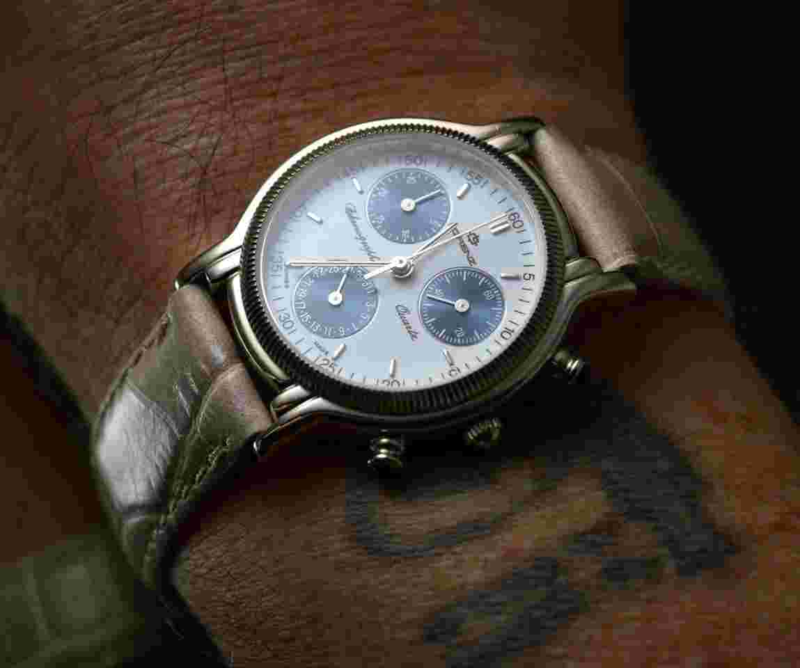 Lorenz Unworn New Old Stock Full Set Chronograph Watch 31,5mm Very Fine Tutone Dial