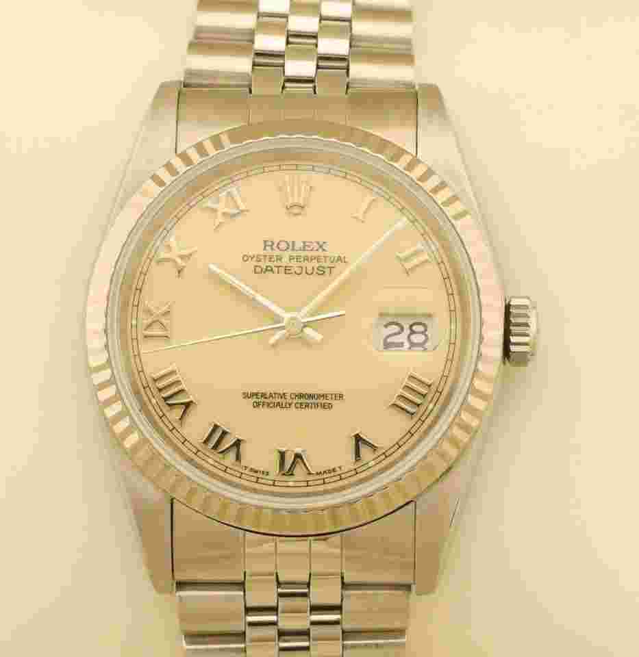 Rolex Datejust 36 Edelstahl Weissgold Herrenuhr Automatic Automatik Jubilée Ivory Elfenbein