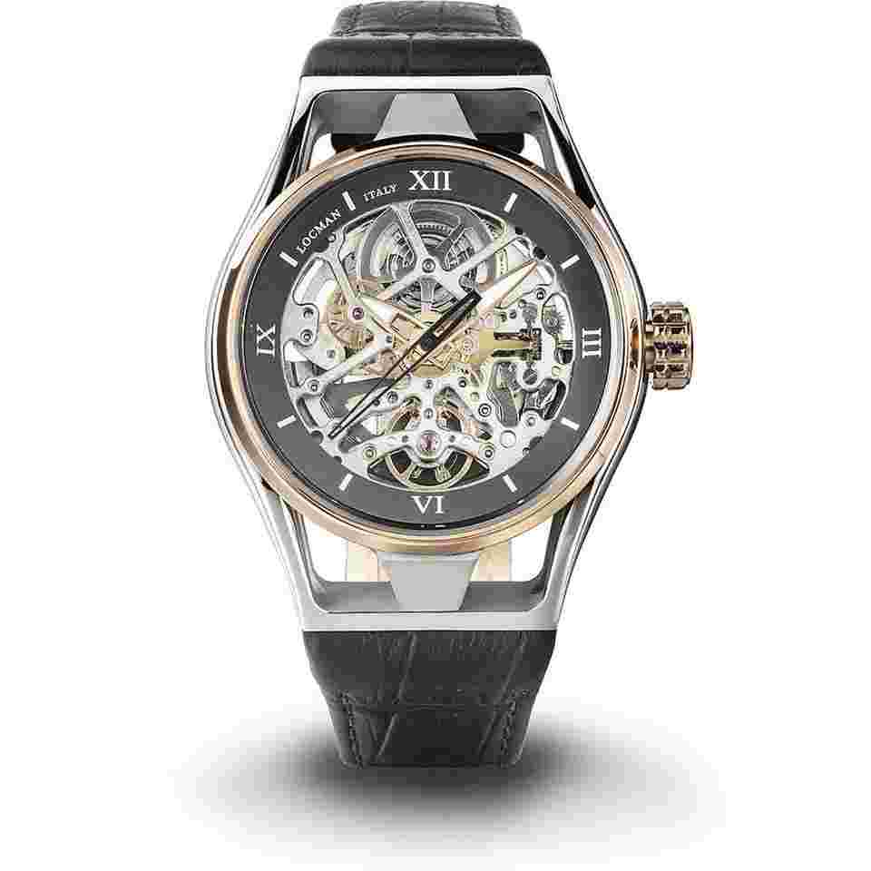 Locman Montecristo Skeleton ref. 0538M07S-0RGYGYPK Rose gold leather strap