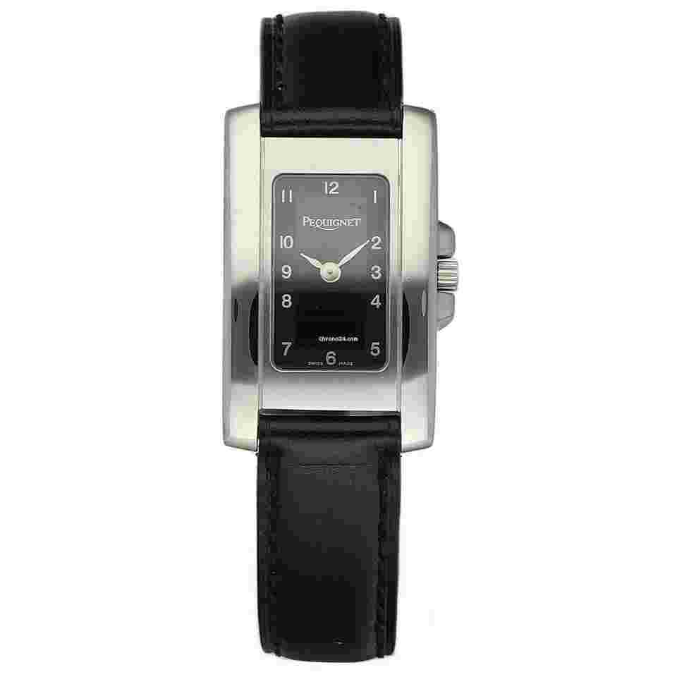 Pequignet
520 Tank 21 mm Steel Black Arabic Dial Leather Quartz Women's Watch