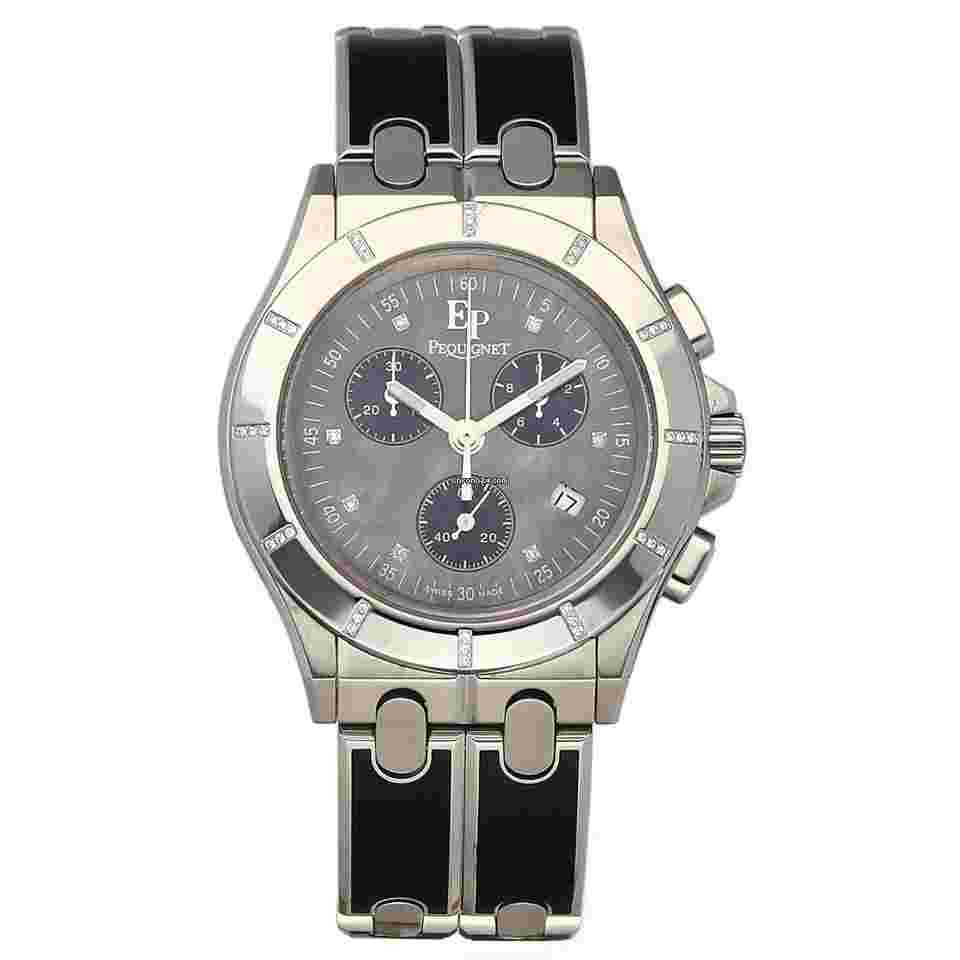 Pequignet
003 Chrono 38mm Steel Black Tahitian Diamond MOP Quartz Wristwatch