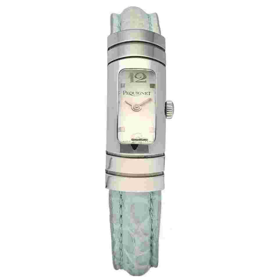 Pequignet
362 Silver Dial Teal Leather Swiss Quartz Women's Watch