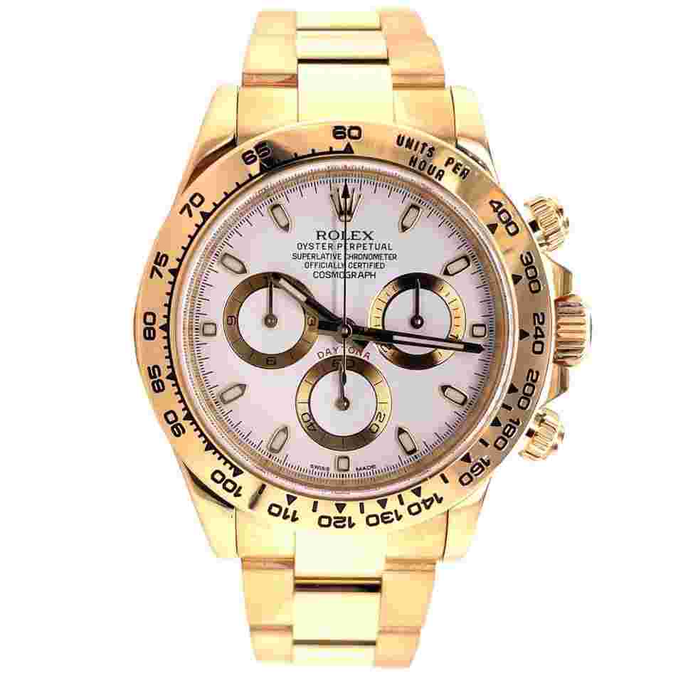 Rolex Daytona
116508 18K Yellow Gold White Dial Oyster Perpetual Cosmograph BOX/PAPERS MINT