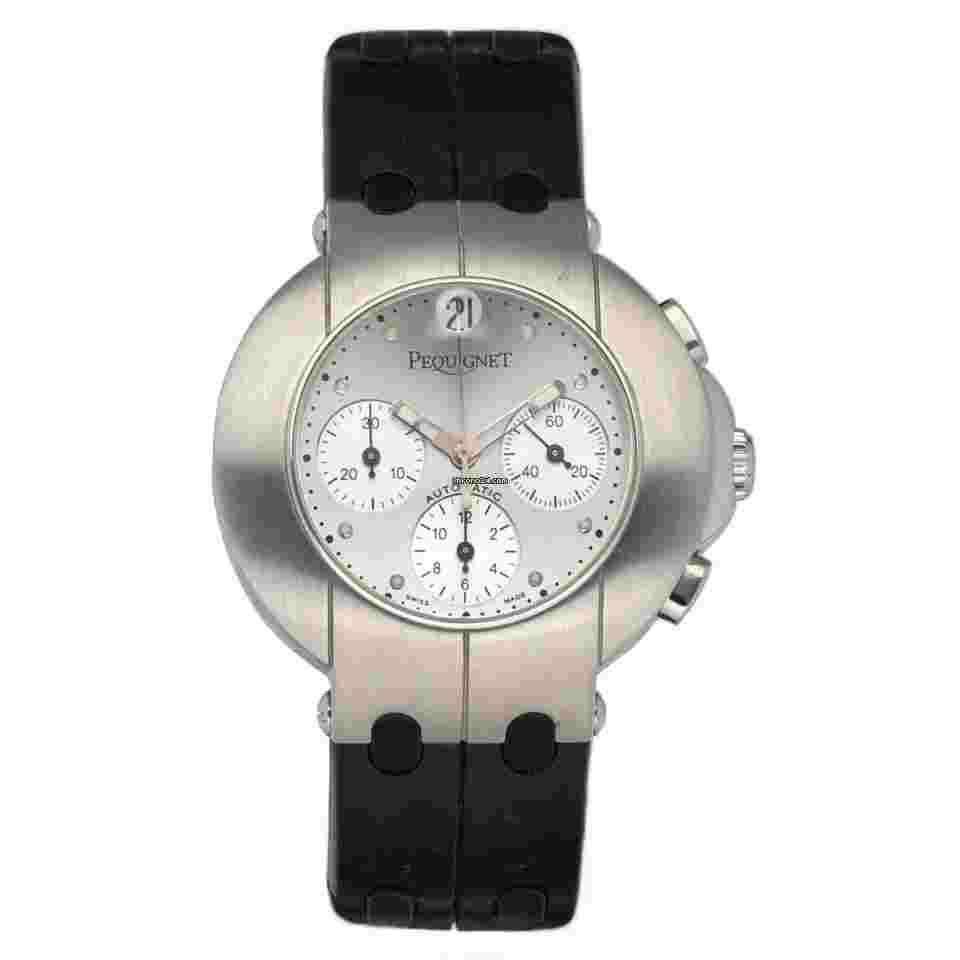 Pequignet
724 Chrono Round Silver Dial 43mm Black Rubber Automatic Men's Watch