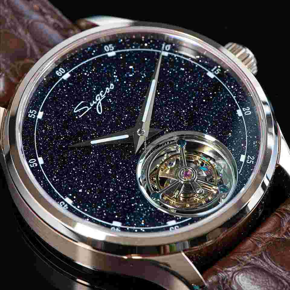 Sea-Gull
                           
                                 BlueGold Stone Star Dial Seagull ST8230 Tourbillon Movement Rose Gold Watch SU8230STRG