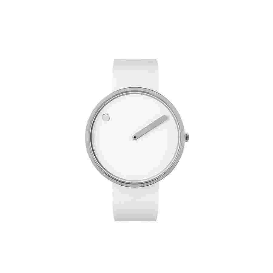 Picto RD-43364-0220S 40mm White Dial Polished Steel Silicone Quartz Wrist Watch