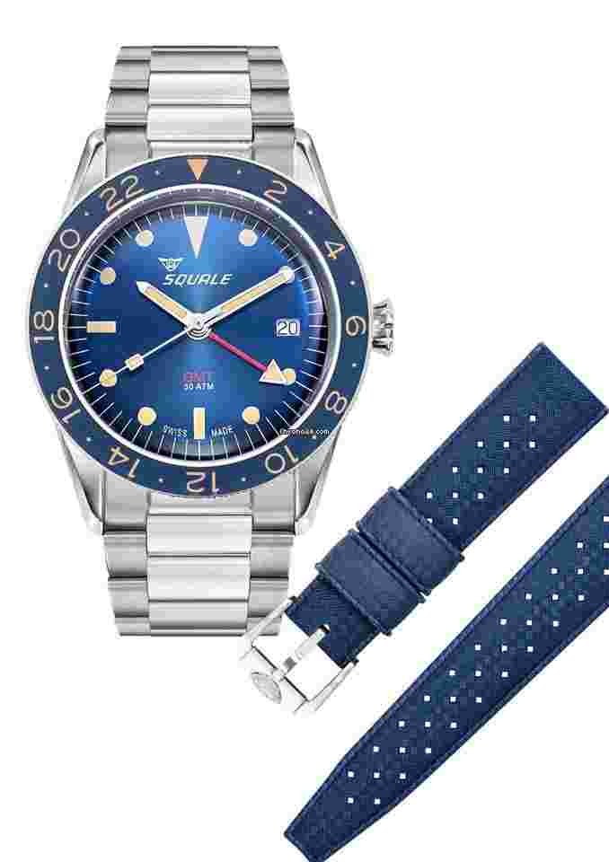 Squale
                           
                                 Sub 39 GMT Blue - Bracelet + Rubber Strap - Élaboré-Movement