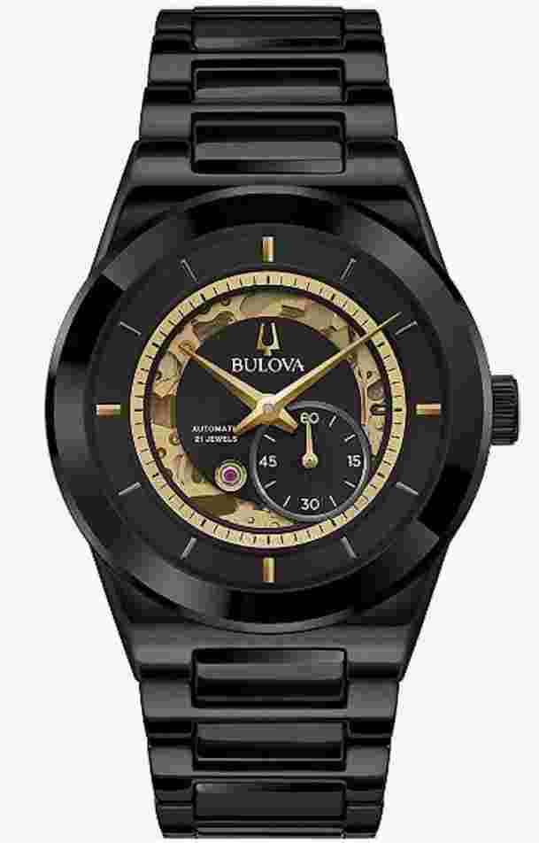 Bulova Men's Watch 98A291 Millennia Automatic Skeleton Gold Black Dial Ceramic 40mm 100m Bulova Men's Watch 98A291 Millennia Automatic Skeleton