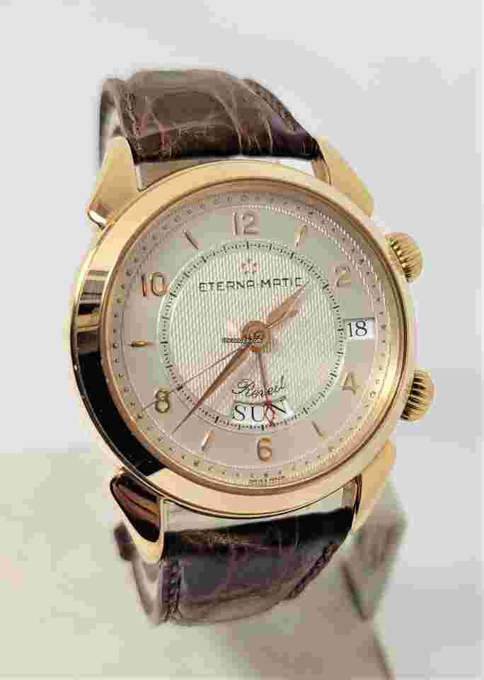 Eterna Matic
Mens Solid 18k Gold ETERNA-MATIC REVEIL Automatic Alarm Watch 8505.69 Limited