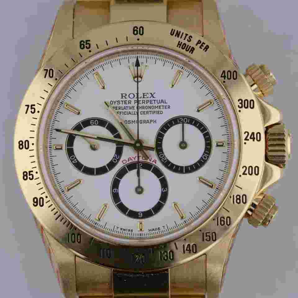 Rolex Daytona With Service Card Rolex Daytona Zenith Floating Dial 18K Yellow Gold Watch 16528 Floating White Dial Box And Service Card
