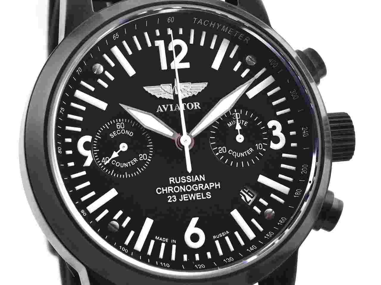 Poljot Aviator Chronograph Sapphire 10 ATM 3133/6774779-42 black